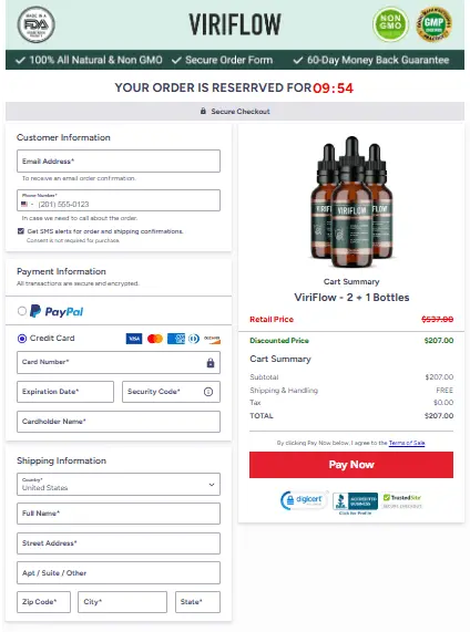 ViriFlow order page